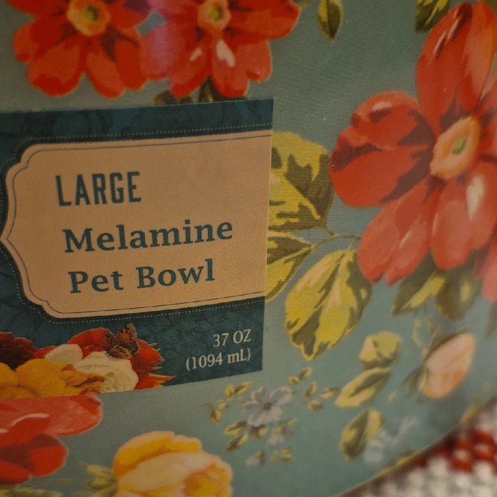 The Pioneer Woman Blue and Cream Floral Pet Bowl - Picture 3 of 6